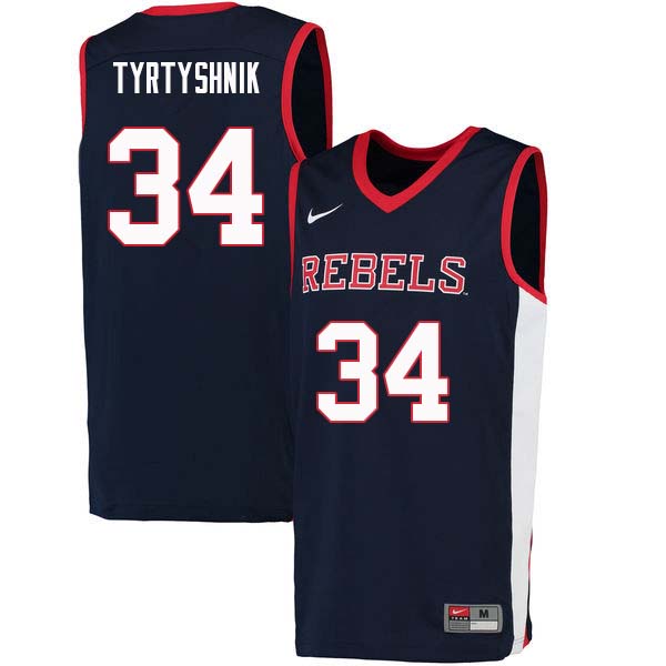 Ilya Tyrtyshnik Ole Miss Rebels NCAA Men's Navy #34 Stitched Limited College Football Jersey FHC1758AB